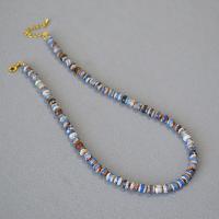 Parures de bijoux, agate Tibétaine, avec laiton, avec 5,3cm chaînes de rallonge, fait à la main, bijoux de mode & pour femme, bleu, Longueur:Environ 38 cm, Environ 16 cm, Vendu par PC