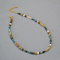 Zinc Alloy smykker halskæde, med Natursten, med 5cm extender kæde, håndlavet, mode smykker & for kvinde, flerfarvede, nikkel, bly & cadmium fri, Længde Ca. 40 cm, Solgt af PC