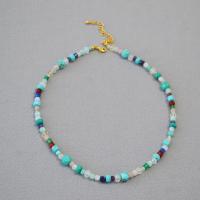 Zinc Alloy smykker halskæde, med Natursten & Krystal, med 5cm extender kæde, håndlavet, mode smykker & for kvinde, flerfarvede, nikkel, bly & cadmium fri, Længde Ca. 39 cm, Solgt af PC