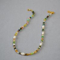 Zinc Alloy smykker halskæde, med Ferskvandsperle & Plastic, med 5cm extender kæde, håndlavet, mode smykker & for kvinde, flerfarvede, nikkel, bly & cadmium fri, Længde Ca. 38 cm, Solgt af PC