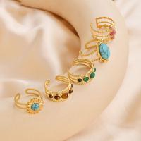 Titanium Čelik Finger Ring, s Dragi kamen, modni nakit & različitih stilova za izbor & za žene, više boja za izbor, 18mm, 2računala/Lot, Prodano By Lot