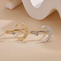 Titanium Steel Finger Ring Vacuum Ion Plating fashion jewelry & for woman & with rhinestone 18mm Sold By Lot