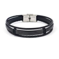 PU Leather Cord Bracelets, 304 Stainless Steel, with PU Leather, plated, fashion jewelry & for woman, more colors for choice, 12mm, Length:22 cm, Sold By PC