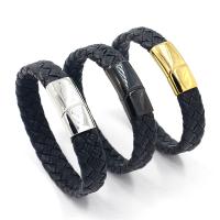 PU Leather Cord Bracelets with Titanium Steel Vacuum Ion Plating fashion jewelry & for woman 14mm Length 22 cm Sold By PC