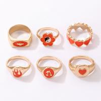 Tibetan Style Ring Set, gold color plated, 6 pieces & fashion jewelry & for woman & enamel, more colors for choice, Sold By Set