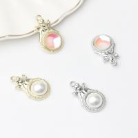 Tibetan Style Pendants, with Cubic Zirconia & Plastic Pearl, plated, DIY, more colors for choice, nickel, lead & cadmium free, 14x25mm, Approx 100PCs/Bag, Sold By Bag