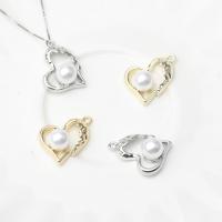 Zinc Alloy Heart Pendants with Plastic Pearl plated DIY & hollow nickel lead & cadmium free Sold By PC