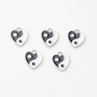 Tibetan Style Heart Pendants, silver color plated, DIY & enamel, mixed colors, nickel, lead & cadmium free, 13x15mm, Sold By PC