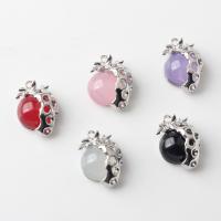 Tibetan Style Pendants, with Acrylic, Strawberry, silver color plated, DIY & 3D effect, more colors for choice, nickel, lead & cadmium free, 14x20mm, Sold By PC