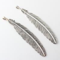 Tibetan Style Feather Pendants, antique silver color plated, vintage & DIY, nickel, lead & cadmium free, 21x105mm, Approx 100PCs/Bag, Sold By Bag