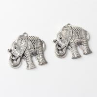 Tibetan Style Animal Pendants, Elephant, antique silver color plated, vintage & DIY, nickel, lead & cadmium free, 48x47mm, Approx 100PCs/Bag, Sold By Bag