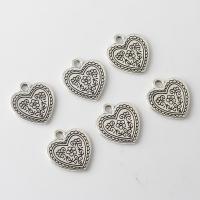 Tibetan Style Heart Pendants, silver color plated, vintage & DIY, nickel, lead & cadmium free, 16x17mm, Approx 100PCs/Bag, Sold By Bag