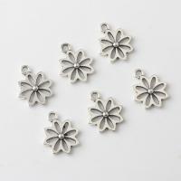 Tibetan Style Flower Pendants, antique silver color plated, vintage & DIY & hollow, nickel, lead & cadmium free, 15x18mm, Approx 100PCs/Bag, Sold By Bag