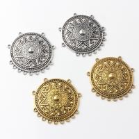 Tibetan Style Connector, Flat Round, plated, vintage & DIY, more colors for choice, nickel, lead & cadmium free, 40x46mm, Approx 100PCs/Bag, Sold By Bag