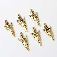 Tibetan Style Pendants, arrowhead, antique gold color plated, vintage & DIY, nickel, lead & cadmium free, 16x36mm, Approx 100PCs/Bag, Sold By Bag