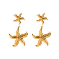 Stainless Steel Drop Earring, 304 Stainless Steel, Starfish, 18K gold plated, fashion jewelry & for woman, more colors for choice, Sold By Pair