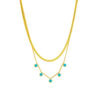 Multi Layer Necklace, Titanium Steel, with 1.97inch extender chain, plated, Double Layer & fashion jewelry & for woman, golden, Sold Per Approx 15.75 Inch, Approx 17.32 Inch Strand
