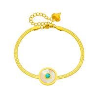Bracelet d'acier titane, avec turquoise & coquille, avec 1.97inch chaînes de rallonge, Placage, bijoux de mode & pour femme, doré, 15mm, Vendu par Environ 6.3 pouce brin