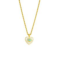 Titanstahl Halskette, mit Verlängerungskettchen von 1.97inch, Herz, plattiert, Modeschmuck & für Frau & Emaille, goldfarben, 16x16mm, verkauft per ca. 15.75 ZollInch Strang