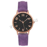Women Wrist Watch, PU Leather, with Glass & 304 Stainless Steel & Tibetan Style, Round, rose gold color plated, fashion jewelry & Chinese movement & for woman, more colors for choice, 34x8mm, Length:Approx 238 mm, Sold By PC