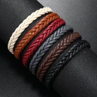 PU Leather Cord Bracelets, with Wax Cord, vintage & adjustable & for man, more colors for choice, Inner diameteruff1a5.2-6.2cm, Sold By Set