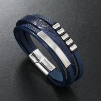 Bracelets cordon PU, cuir PU, avec alliage de zinc, Vintage & pour homme, plus de couleurs à choisir, 27mm, Longueur:21 cm, Vendu par PC