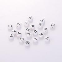 Acrylic Jewelry Beads, Flat Round, DIY & enamel, white, 4x7mm, Sold By Bag