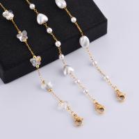 Stainless Steel Jewelry Bracelet, 304 Stainless Steel, with Plastic Pearl, with 5CM extender chain, gold color plated, different styles for choice & for woman, more colors for choice, Length:Approx 21 cm, Sold By PC