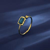 Titantium Steel δάχτυλο του δακτυλίου, Titanium Steel, με τυρκουάζ, κοσμήματα μόδας & για τη γυναίκα, χρυσαφένιος, νικέλιο, μόλυβδο και κάδμιο ελεύθεροι, 8.1x5.6mm, Sold Με PC