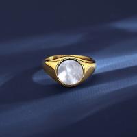 Пальцевидное Кольцо Титановой Стали, титан, с Ракушка, ювелирные изделия моды & разный размер для выбора & Женский, Золотой, не содержит никель, свинец, 10.8mm, продается PC