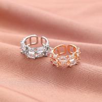 Brass Finger Ring, with Cubic Zirconia, fashion jewelry & for woman, more colors for choice, nickel, lead & cadmium free, 18mm, Sold By PC