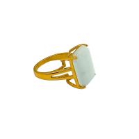 Prst prsten z nerezové oceli, 304 Stainless Steel, s Nefrit, á, různé velikosti pro výběr & pro ženy, zlatý, Prodáno By PC