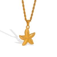 Colar de jóias de aço inoxidável, Aço inoxidável 304, Estrela do mar, banhado, joias de moda & para mulher, dourado, vendido por PC