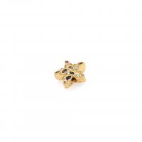 Grânulos de espaçador latão, cobre, Estrela, banhado, DIY & micro pavimento em zircônia cúbica, dourado, 15.50x15.50x3.30mm, vendido por PC