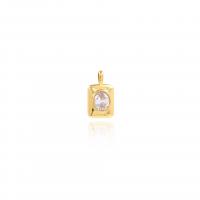 Cubic Zirconia Micro Pave Brass Pendant, plated, DIY & micro pave cubic zirconia, golden, 14x25x4.30mm, Sold By PC