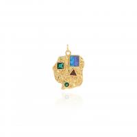 Cubic Zirconia Micro Pave Brass Pendant plated DIY & micro pave cubic zirconia golden Sold By PC