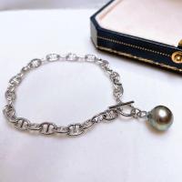 Přírodní Akoya kultivované Pearl šperky, Akoya kultivované perly, s Mosaz, módní šperky & pro ženy, Délka Cca 18 cm, Prodáno By PC
