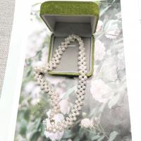 Freshwater Pearl Brass Chain Necklace, Pérolas de água doce, with cobre, with 5cm extender chain, joias de moda & para mulher, branco, 4-4.5mm, comprimento Aprox 40 cm, vendido por PC