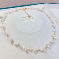 Freshwater Pearl Brass Chain Necklace, Pérolas de água doce, with cobre, with 5cm extender chain, joias de moda & para mulher, branco, comprimento Aprox 40 cm, vendido por PC
