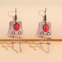 Zinc Alloy Drop Earrings with Turquoise & Brass plated vintage & fashion jewelry & for woman red nickel lead & cadmium free Sold By Pair