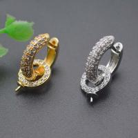 Brass Earring Drop Component plated DIY & micro pave cubic zirconia nickel lead & cadmium free Sold By PC