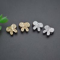 Brass Spacer Beads Butterfly plated DIY & micro pave cubic zirconia nickel lead & cadmium free Sold By PC