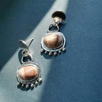 Boucles d'oreilles en alliage de zinc, avec pierre gemme, Placage de couleur argentée, bijoux de mode & style folk & pour femme, couleurs mélangées, protéger l'environnement, sans nickel, plomb et cadmium, 13-45mm, Vendu par paire