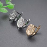 Brass Lever Back Earring Component Flat Round plated DIY & micro pave cubic zirconia nickel lead & cadmium free Sold By PC