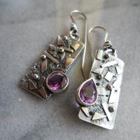 Tibetan Style Drop Earrings, with Crystal, plated, vintage & fashion jewelry & for woman, purple, nickel, lead & cadmium free, 16x45mm, Sold By Pair