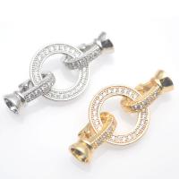 Brass Hook and Eye Clasp Donut plated DIY & micro pave cubic zirconia nickel lead & cadmium free Sold By PC