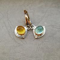 Tibetan Style Drop Earrings, with Cats Eye, plated, vintage & fashion jewelry & for woman, mixed colors, nickel, lead & cadmium free, 13-45mm, Sold By Pair