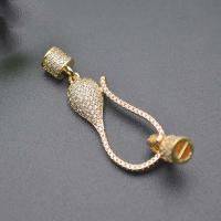 Brass Hook and Eye Clasp plated DIY & micro pave cubic zirconia nickel lead & cadmium free Sold By PC