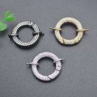 Brass Snap Clasp Donut plated DIY & micro pave cubic zirconia nickel lead & cadmium free Sold By PC