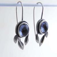 Zinc Alloy Drop Earrings with Kyanite antique silver color plated vintage & fashion jewelry & for woman blue nickel lead & cadmium free 13-45mm Sold By Pair